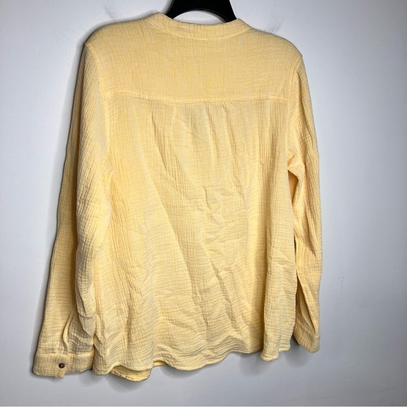 Soft surroundings yellow & white gauze muslin blouse size large - Picture 7 of 7